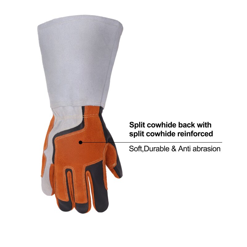 Welding Glove Supplier - Hot Seller Split Deerskin Cotton Cowhide Reinforce Welder Gauntle