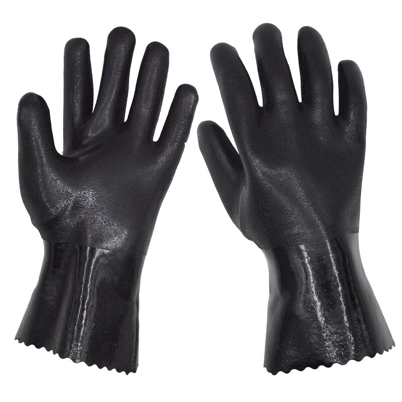 PVC Coated Gloves Manufacturer - Cotton Liner Waterproof Heavy Duty Chemical protection Fishing
