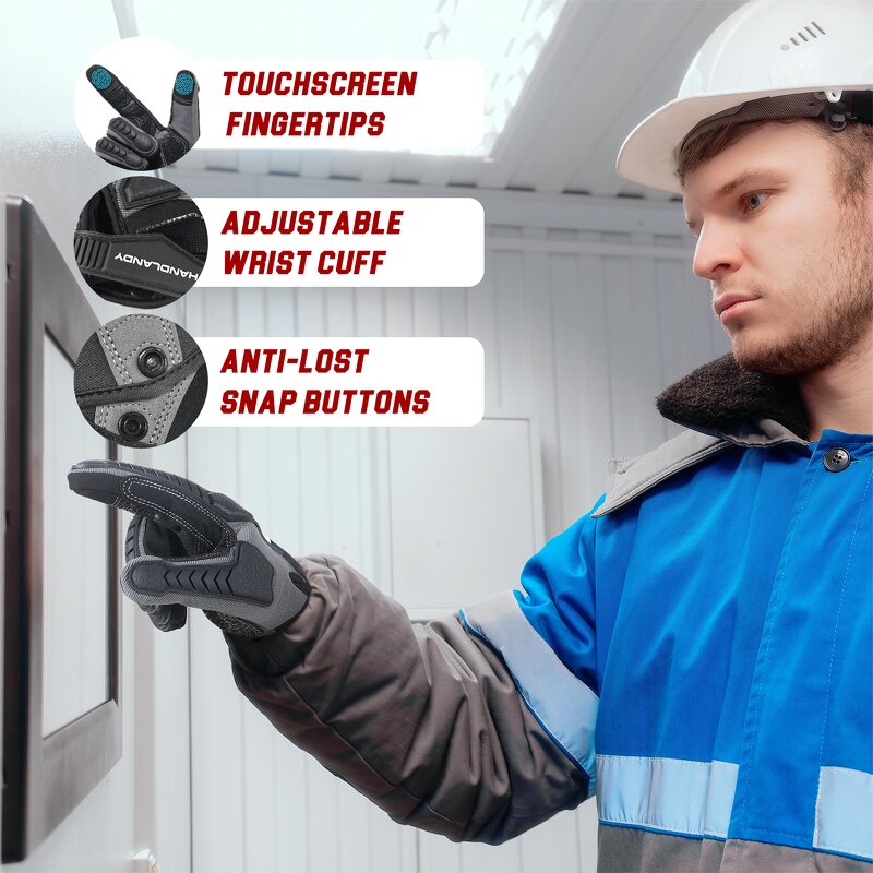 Winter Work Gloves Factory - TPR Protector Silicone Coating Touch Screen Fleece Lining