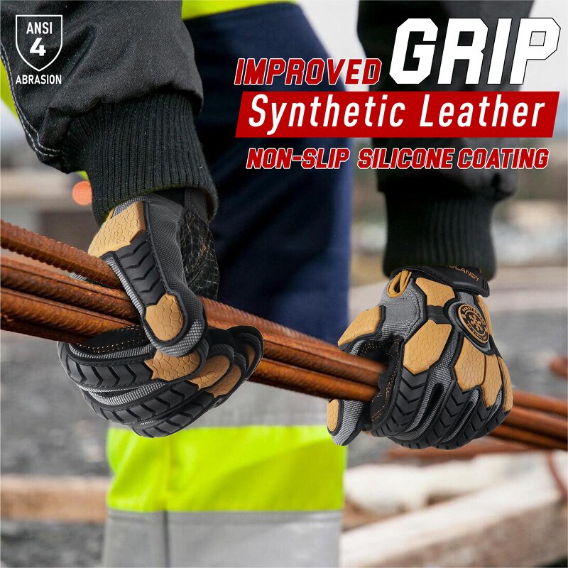 Heavy Duty Work Gloves Manufacturer - Custom Fleece Lining Water Repellent Anti Vibration TPR