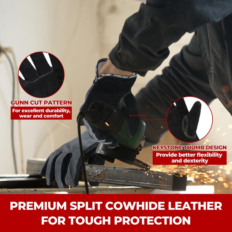 Garden Work Glove Supplier - Premium Cowhide Leather Safety Breathable Cotton Lining Adjustable