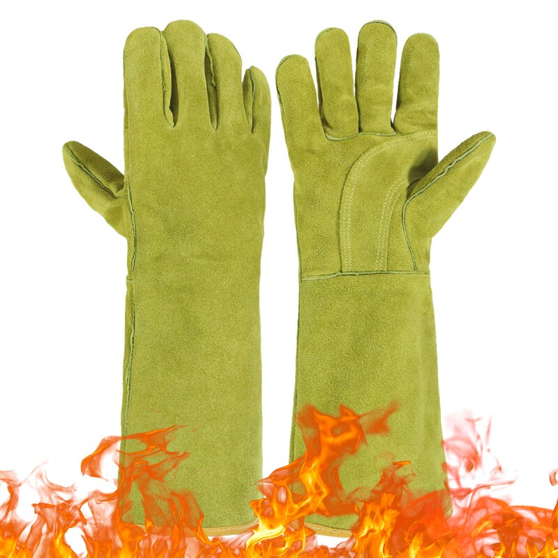 Welding Gloves Factory - Heavy-Duty Tig Mig Fireproof Cow Split Leather Industrial Work Heat