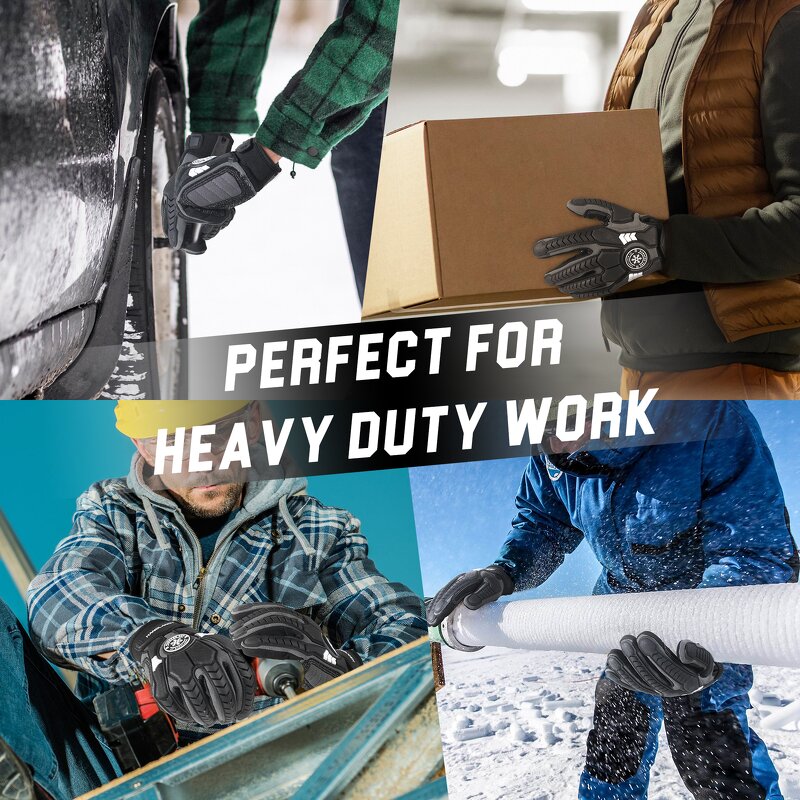 Winter Work Gloves Factory - TPR Protector Silicone Coating Touch Screen Fleece Lining