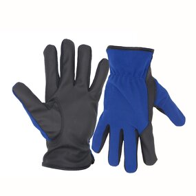 Customized Mechanical Gloves Factory - Leather Palm Comfortable Blue Spandex Back Screen Touch