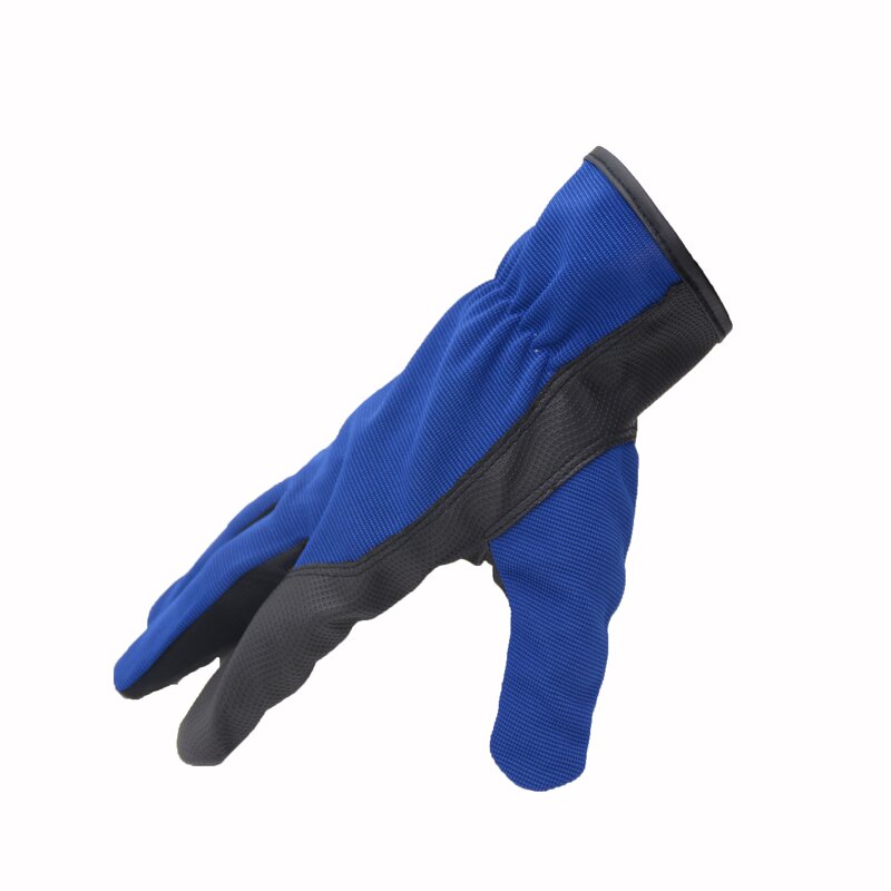 Customized Mechanical Gloves Factory - Leather Palm Comfortable Blue Spandex Back Screen Touch