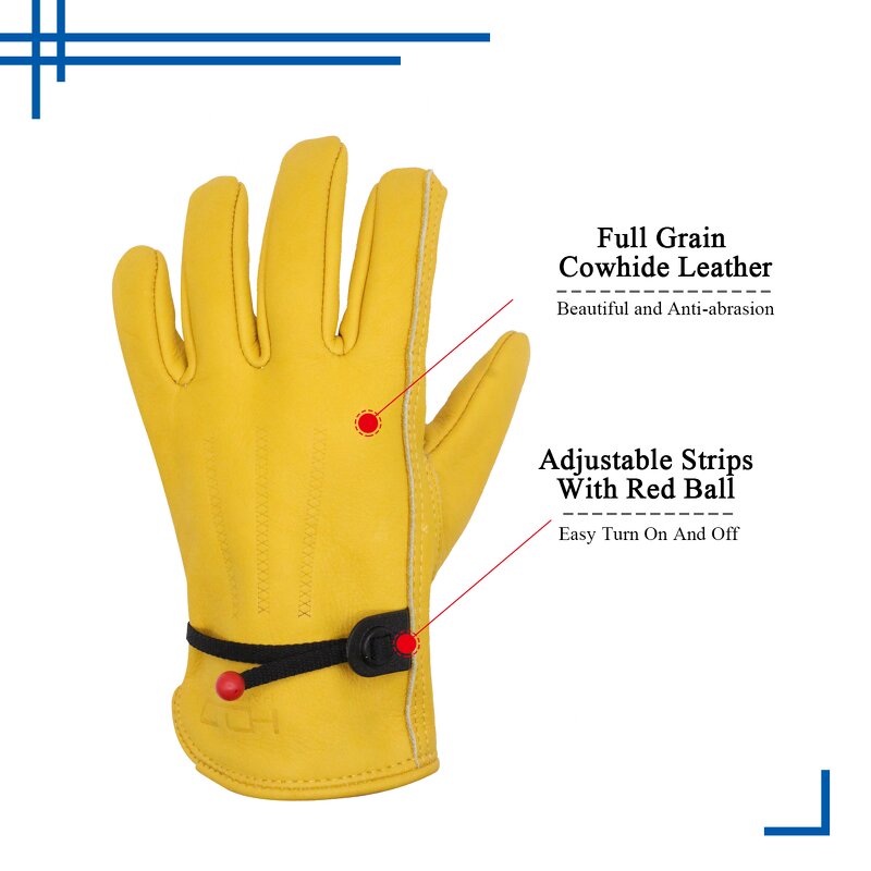 Cowhide Work Gloves Manufacturer - Yellow Custom Grain Reinforced Palm Driver Construction