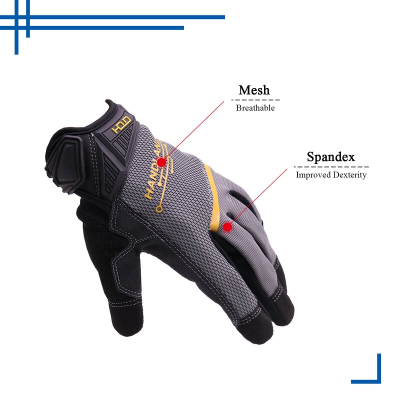 Mechanic Gloves Supplier - U-wrist Cuff Anti Slip Full Finger Working