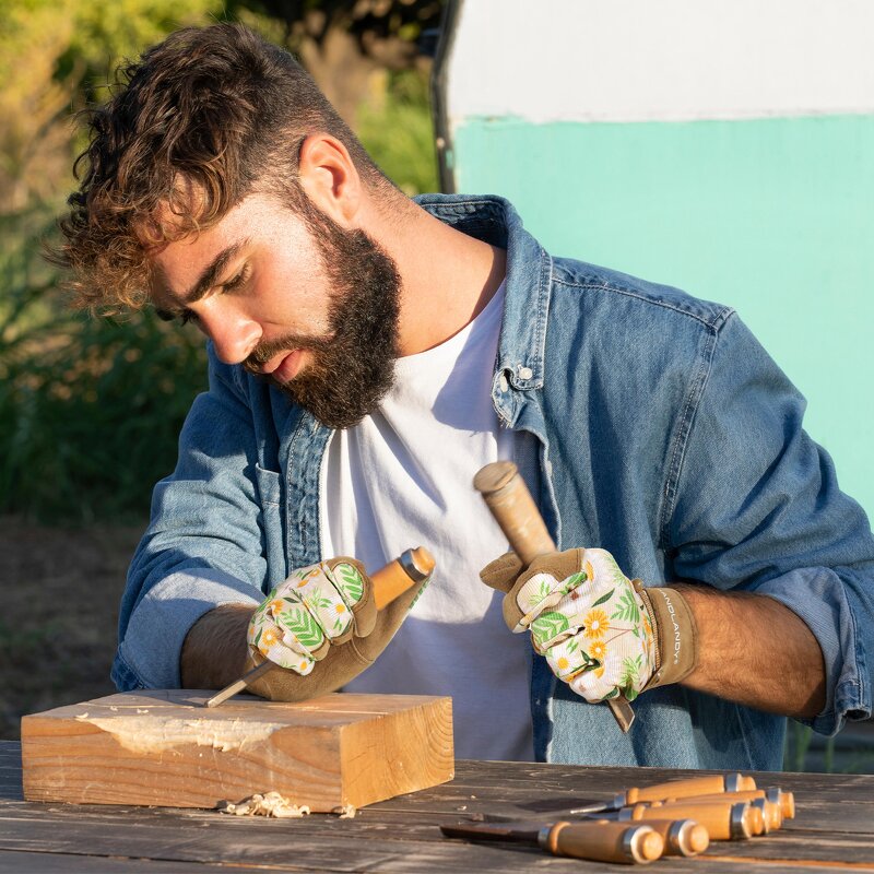 Garden Gloves Manufacturer - Split Goatskin Palm Spandex Back for Women