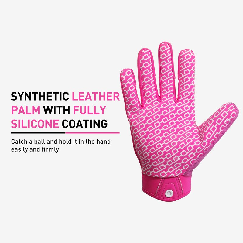 American Football Gloves Factory - Pink Synthetic Leather Silicone Coating Wholesale
