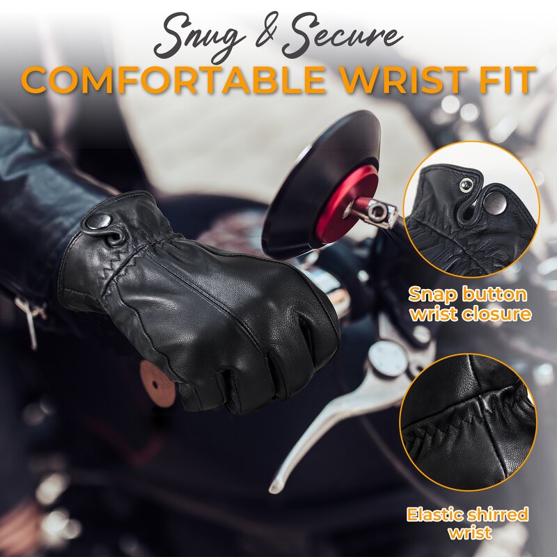Women's Winter Gloves Supplier - New Design Black Goatskin Palm Back Polyester Fleece Lining Touch Screen