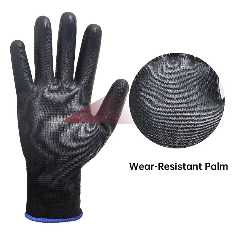 PU Safety Gloves Supplier - Anti Slip Ultra-Thin Seamless Knit Maintenance Car Repair Mechanic