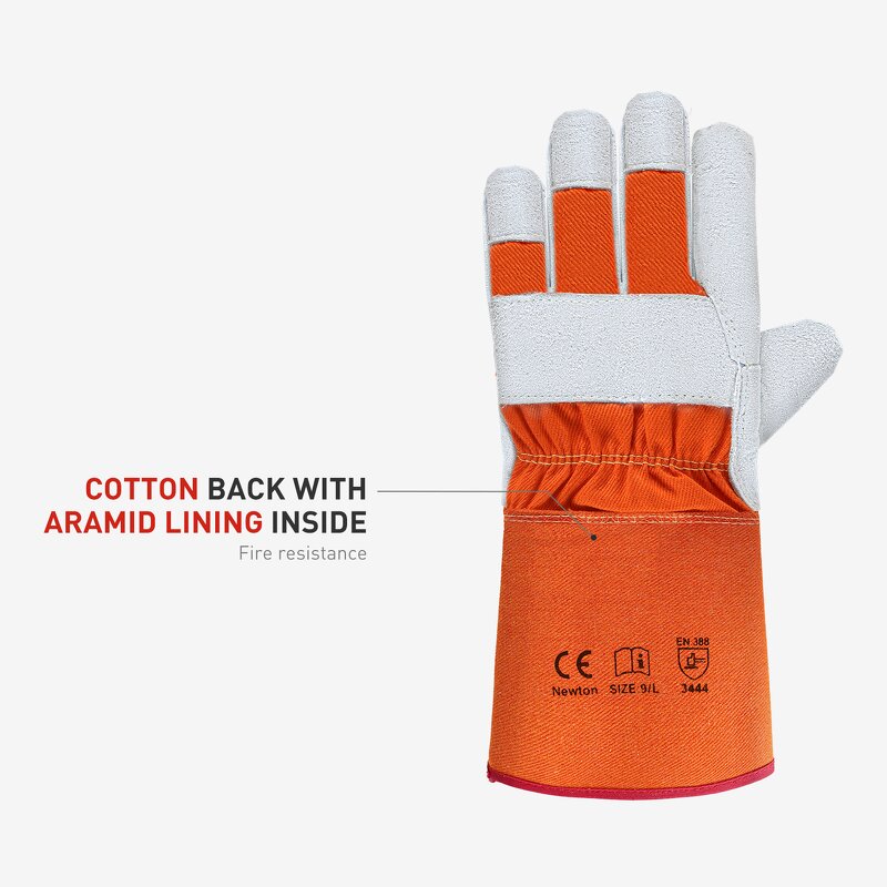 General Purpose Gloves Factory - Customized Cotton Back Cowhide Palm Textured Durable Anti-Abrasion