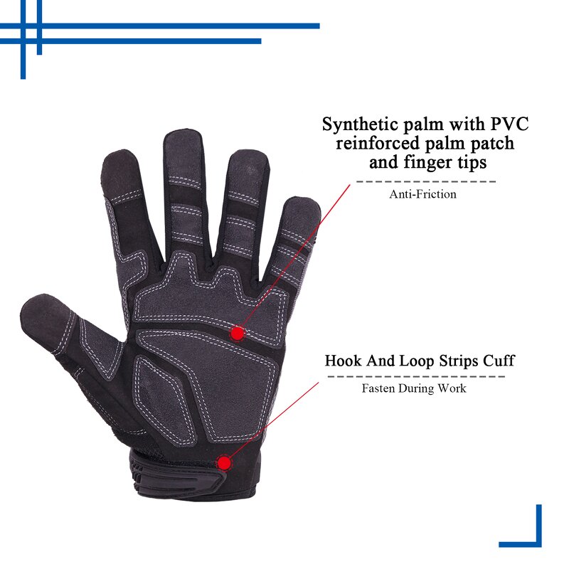 Mechanic Gloves Supplier - U-wrist Cuff Anti Slip Full Finger Working