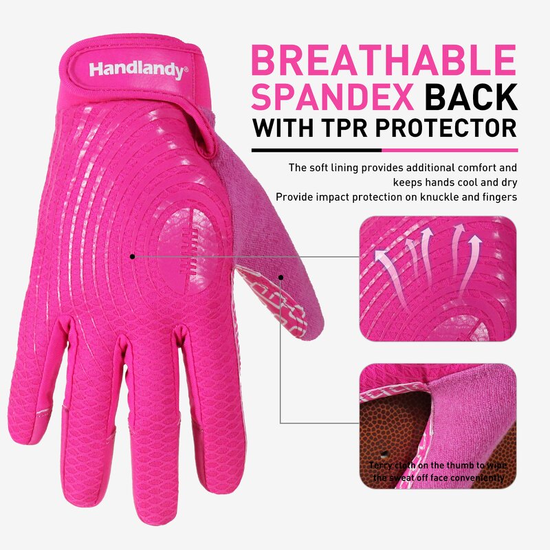 American Football Gloves Factory - Pink Synthetic Leather Silicone Coating Wholesale