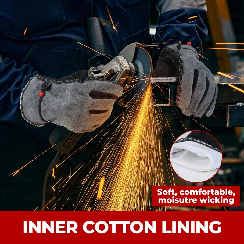 Garden Work Glove Supplier - Premium Cowhide Leather Safety Breathable Cotton Lining Adjustable