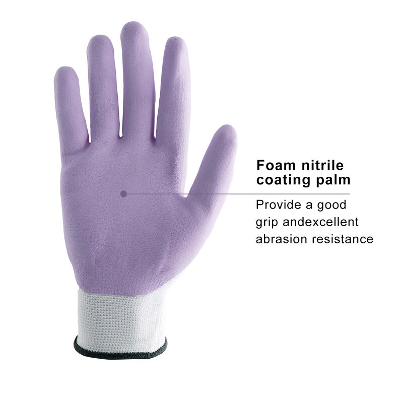 Yard Work Gloves Factory - 15gg Best Quality Breathable Foam Nitrile Coated for Ladies