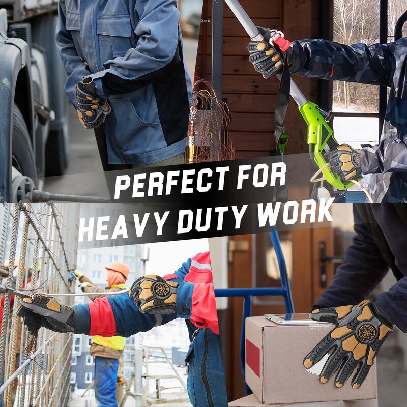 Heavy Duty Work Gloves Manufacturer - Custom Fleece Lining Water Repellent Anti Vibration TPR