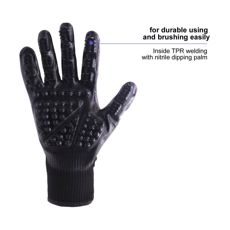 Pet Grooming Gloves Factory - Black Five Fingers Silicone Bath Comb Deshedding Cleaning Hair Remover