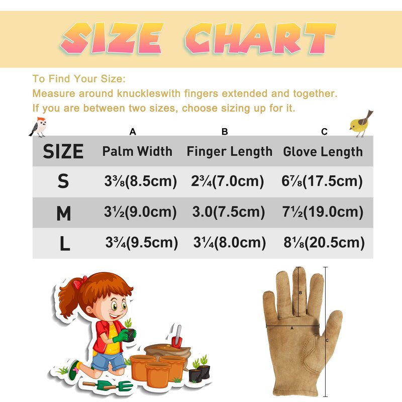 Kids Work Gloves Manufacturer - Custom Logo Genuine Leather Anti-Slip Touch Screen DIY Garden