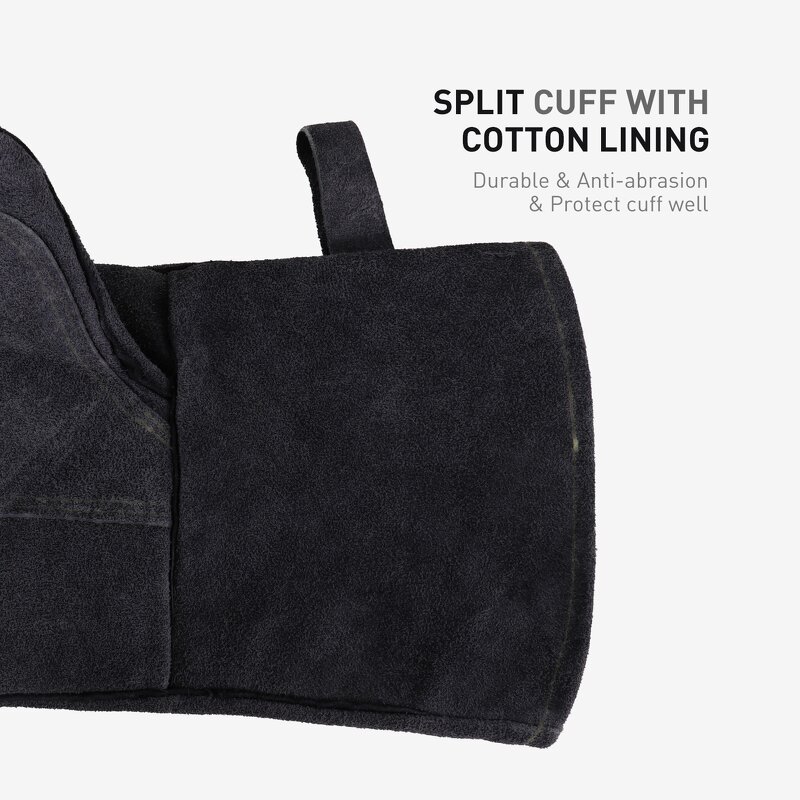 Welding Gloves Manufacturer - Factory Wholesale Black Split Cowhide Back Foam Palm Fleece Lining