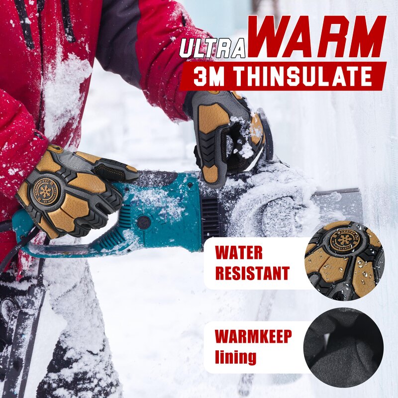 Heavy Duty Work Gloves Manufacturer - Custom Fleece Lining Water Repellent Anti Vibration TPR