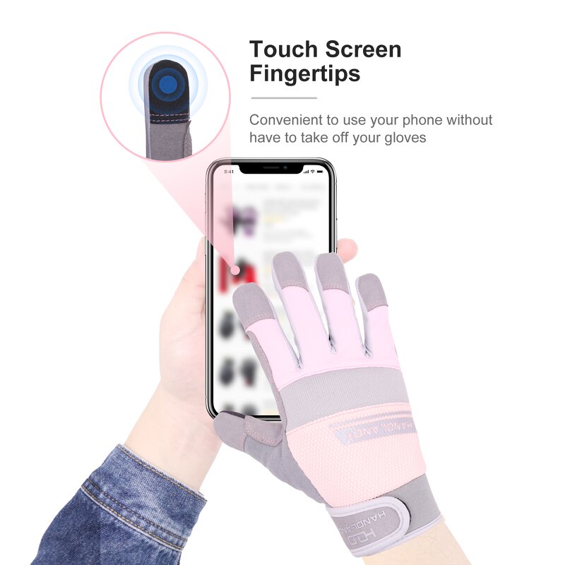 Women's Safety Work Gloves Manufacturer - Anti-Slip Touch Screen Factory Wholesale Synthetic Leather Silicone Coating