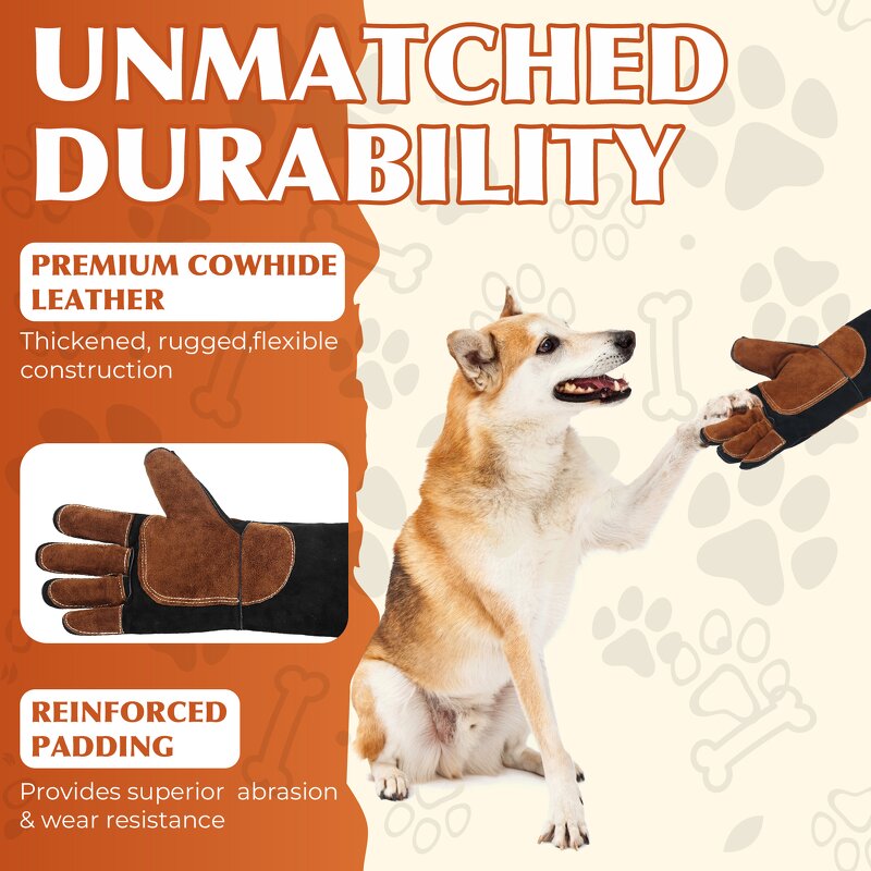 Dog Training Glove Manufacturer - 22.5 Inch Cowhide Leather Welding Bite-Proof Fire-Resistant Long Cuff