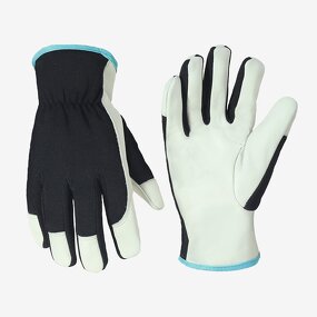 Leather Work Gloves Supplier - Direct Sale Spandex Back Breathable Cowhide Enhanced Grip Customized