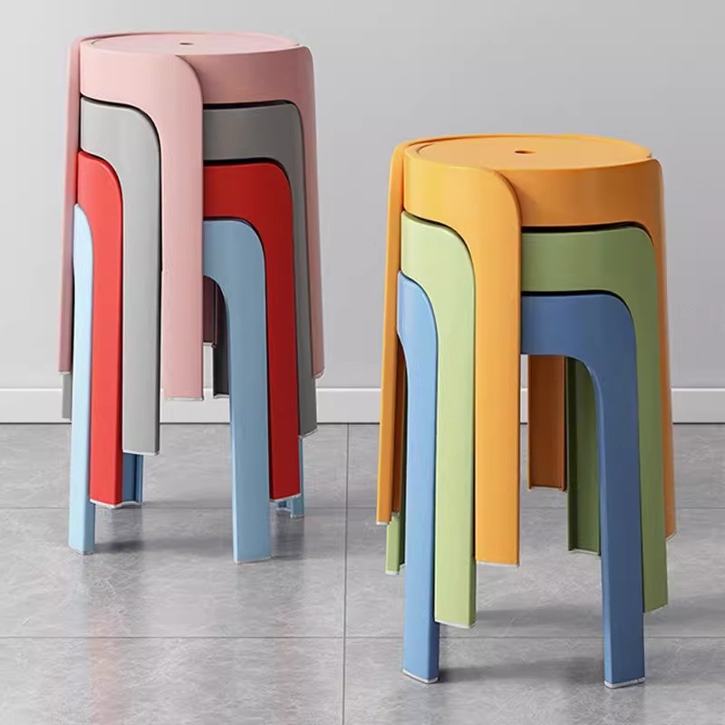 Plastic Stackable Tall Stool Stack Stools Colorful Nesting Portable Plastic Round Desk Lounge Classroom Living Room Decor