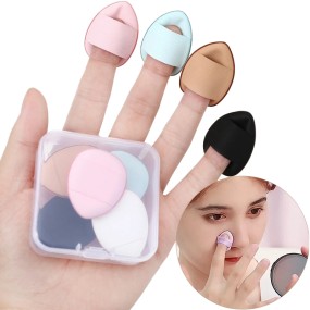 Private Label Wholesale Custom Makeup Sponge Puff Teardrop Air Cushion Cosmetic Mini Finger Foundation Powder Puff