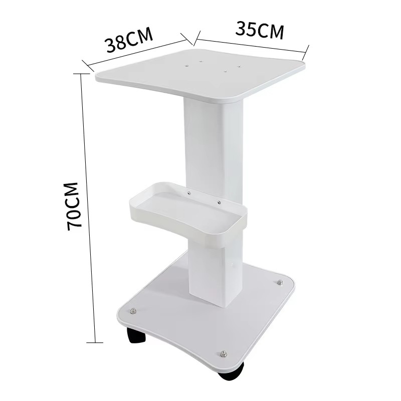 Beauty Equipment Cart SPA Machine Trolley Beauty Salon Rolling Trolley White Table Cart Small Bubble Medical Cart 360°Rotatable