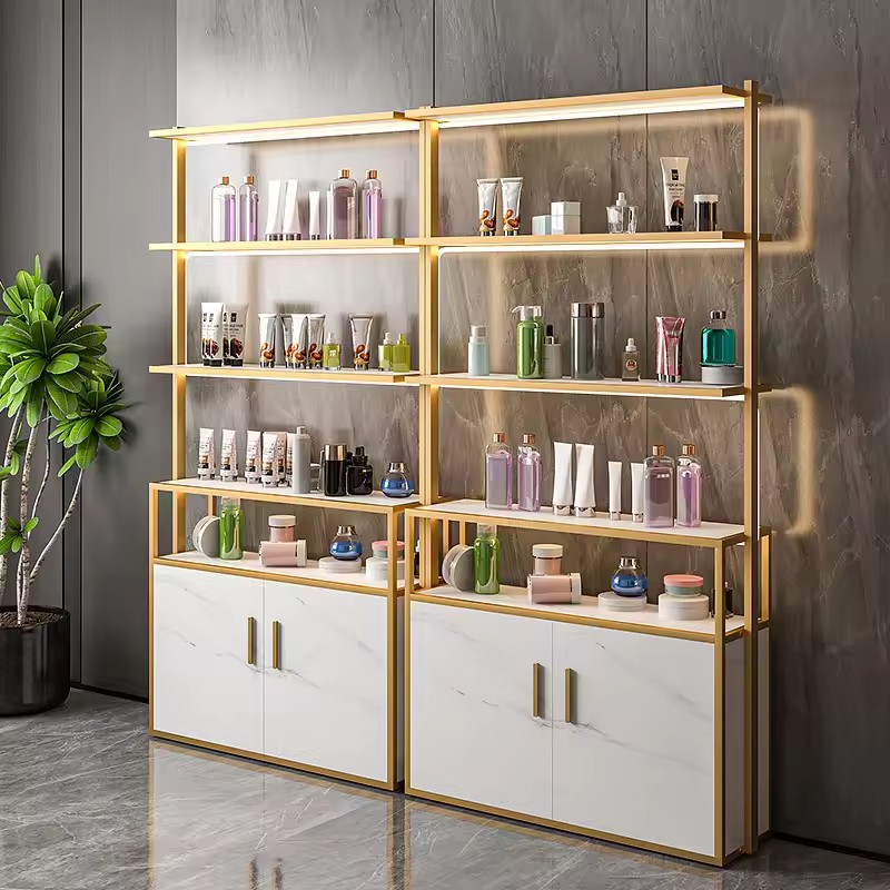 Light Luxury Low Cabinet for Nail Art Makeup Skin Care Products Display Rack Beauty Salon Cosmetic Storage Rack Salon Furniture