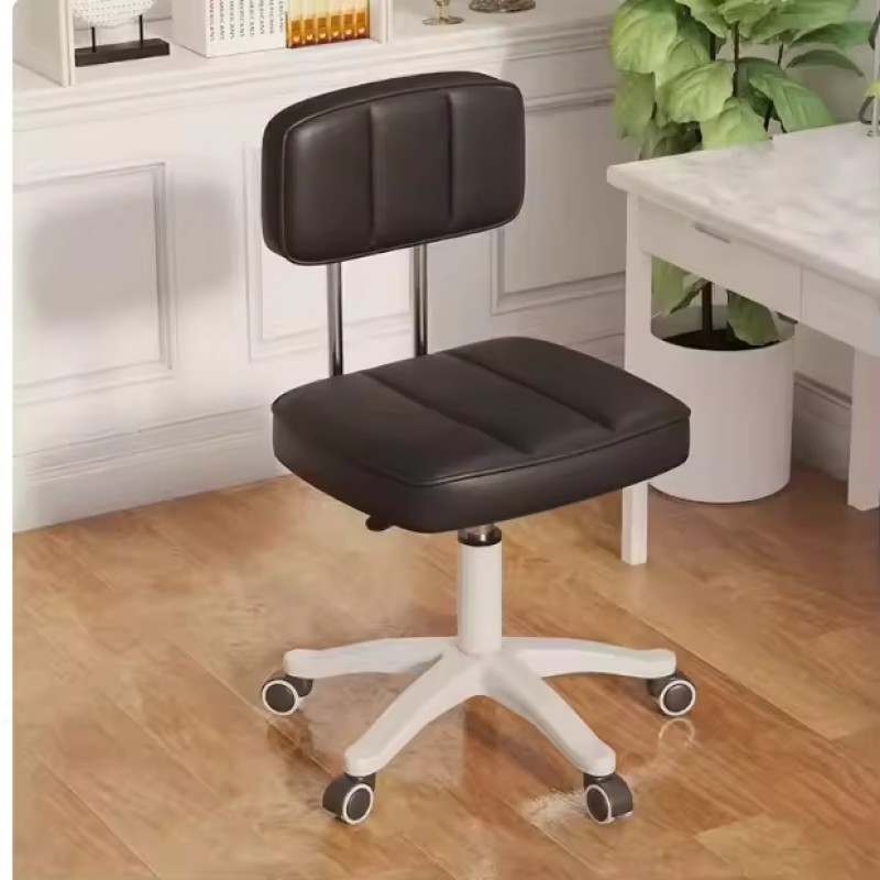 Small Office Desk Chair with Wheels Armless Comfy Computer Chair with Lumbar Support, PU Leather Low Back Adjustable