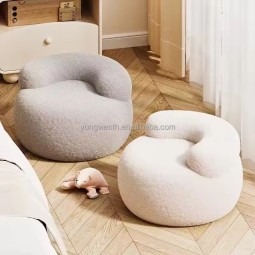 Hot Sale Cheap Price Minimalist Modern Hotel Room Coffee Shop Soft Sofa Chair Plush Fabric Single Small White Sofa Stool