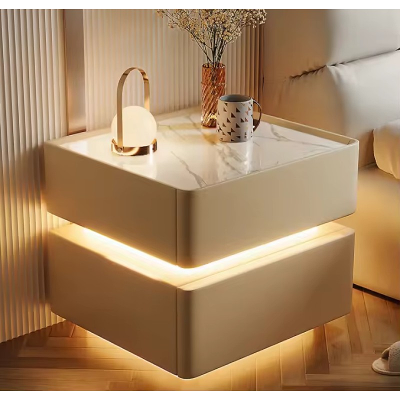 Modern Night Table Small Lamp White Trendy Smart Bedroom Nightstand Wireless Charger Mesitas De Noche Furniture