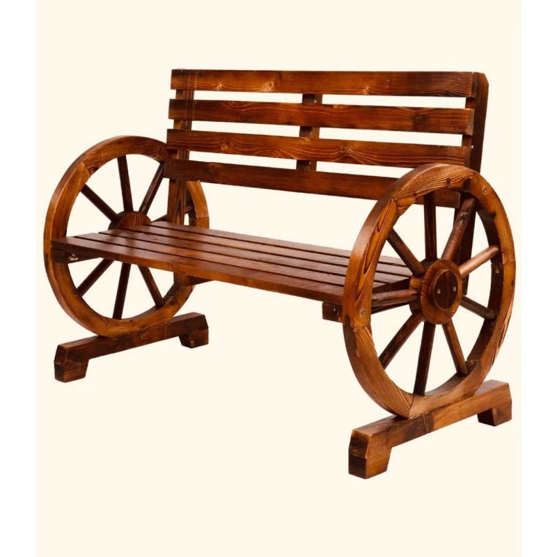 Wheel Bench Outdoor Bench,2-Person Patio Bench Wagon Slatted Seat,Garden Benches Outdoors 350lbs High Capacity