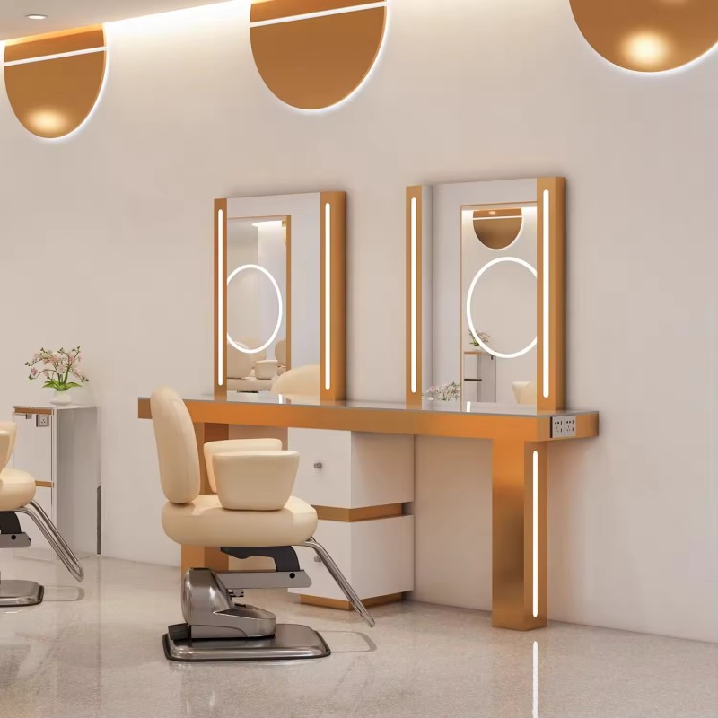 Beauty New Style Single Sided LED Mirror Floor LED Luxury Light LED Mirror Cabinet Hair Beauty Salon Furniture Best