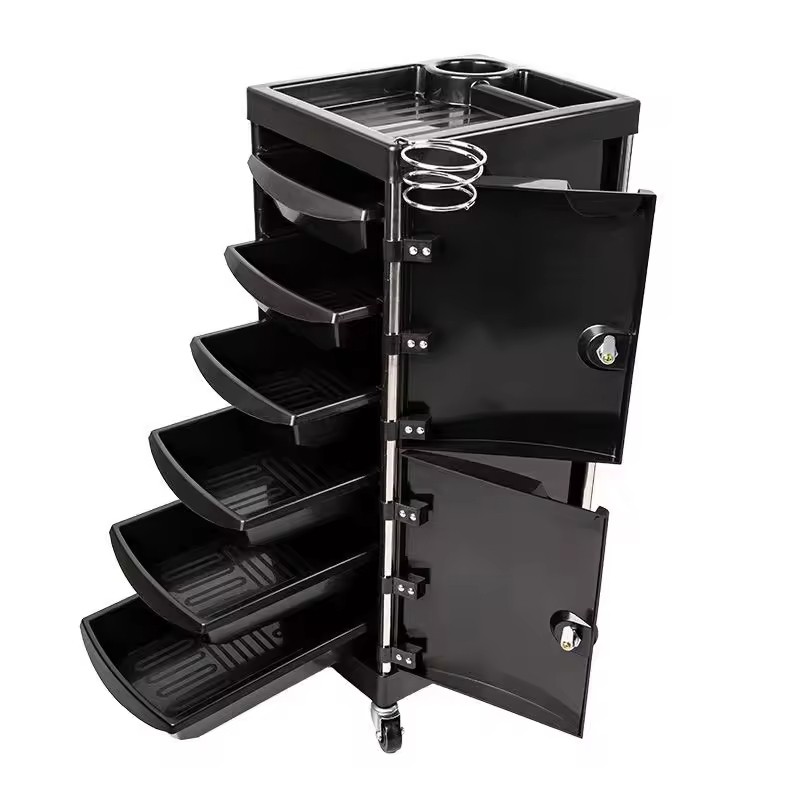 Barbershop Tool Cart Hair Salon Special Tool Table Multi-functional Storage Racks Hair Dyeing and Ironing Wheels Cart with