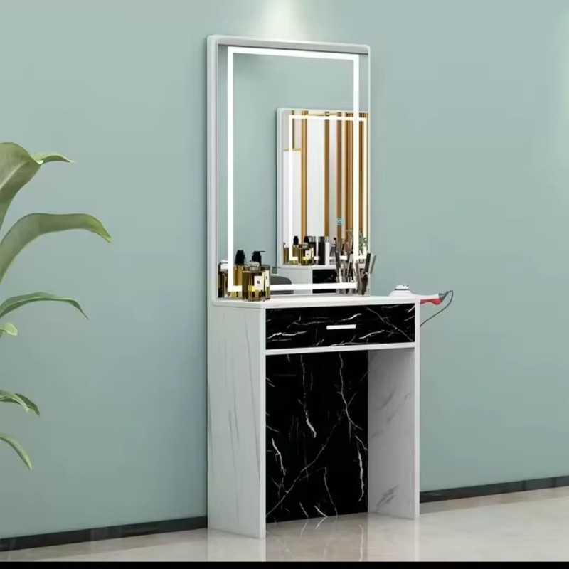 Haircut Dressing Mirror Single-sided Desktop Makeup Perm and Dyeing Mirror Table Free Punching High Definition