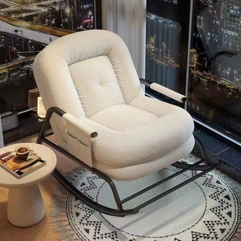 Iron Art Sofa Rocking Chair, Modern Living Room Leisure Chair, Lazy Lounge Chair Sofa