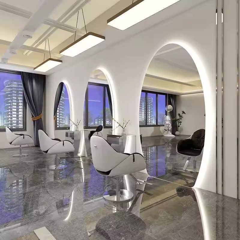 Hot Sale Large Full Length Gold Styling Barber Salon Furniture Wall Ounted Hairdressing Makeup Led Beauty Salon Mirror