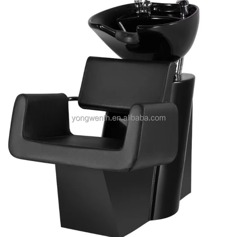 Modern Simple Black Hair Salon Sitting Shampoo Bed Sitting Barber Shop Chair Beauty Salon Barber Chair Salon Furniture