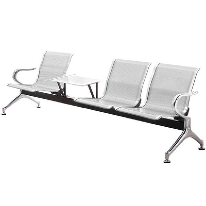 Aluminum Alloy Waiting Chair Double Seats One-piece Mesh Panel Waiting Room Chair with Coffee Table