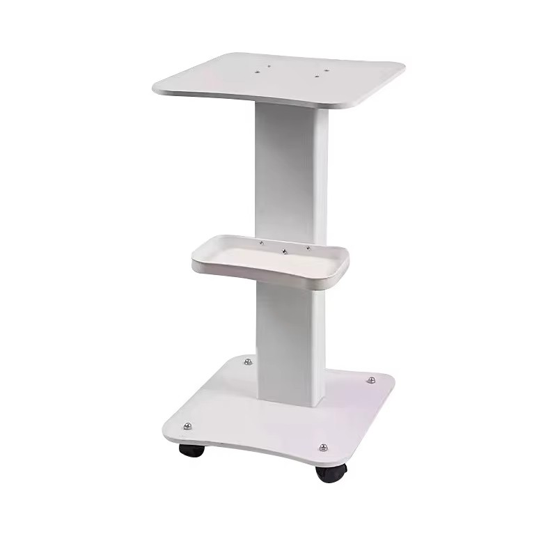 Beauty Equipment Cart SPA Machine Trolley Beauty Salon Rolling Trolley White Table Cart Small Bubble Medical Cart 360°Rotatable