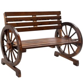 Wheel Bench Outdoor Bench,2-Person Patio Bench Wagon Slatted Seat,Garden Benches Outdoors 350lbs High Capacity