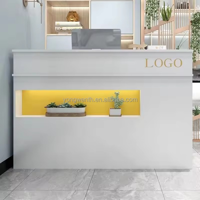 Modern Counter Cashier Reception Desk for Small Stores for Clothing Beauty Salon Hair Salon Internet Wood Hotels Hospitals