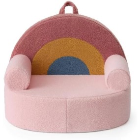 Rainbow Toddler Sofa Chair and 2-in-1 Soft Toddler Couch Bundle With Removable Cloud Velvet Cover for Kids Playroom