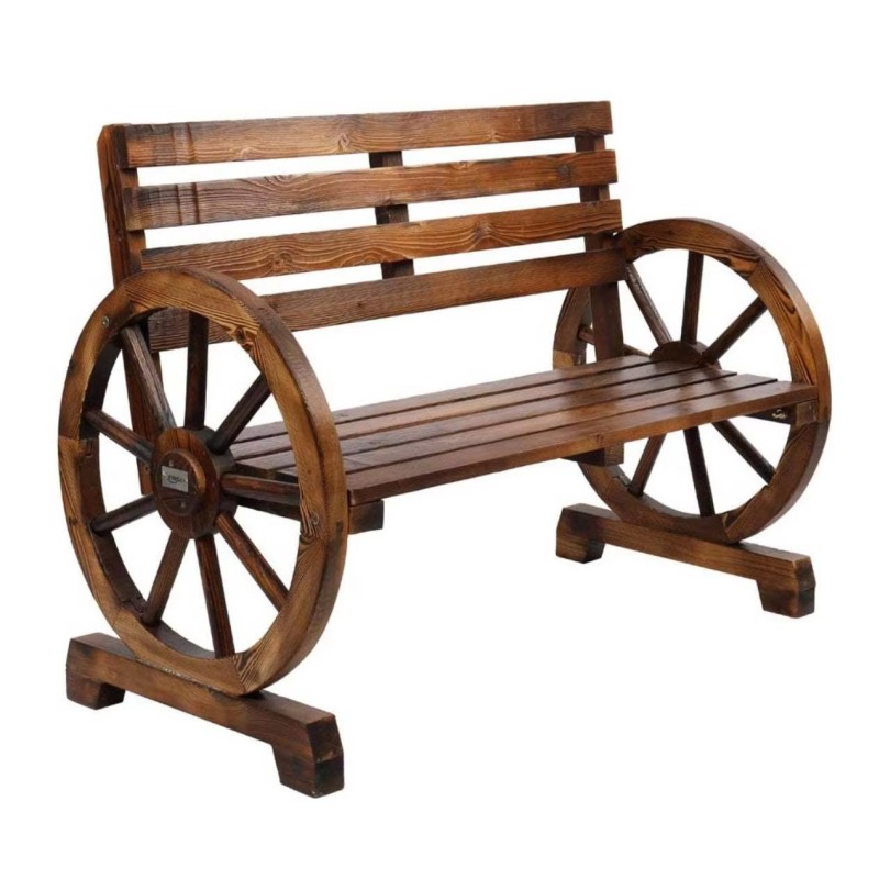 Wheel Bench Outdoor Bench,2-Person Patio Bench Wagon Slatted Seat,Garden Benches Outdoors 350lbs High Capacity