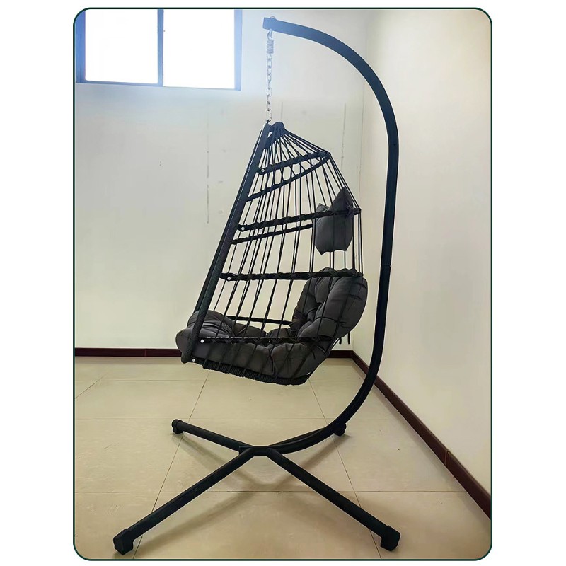 Hanging Egg Chair with Stand Patio Wicker Rattan Swing Chair Hammock Egg Chair for Indoor & Outdoor 400lbs Capacity with Thicken