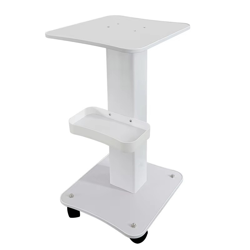 Beauty Equipment Cart SPA Machine Trolley Beauty Salon Rolling Trolley White Table Cart Small Bubble Medical Cart 360°Rotatable